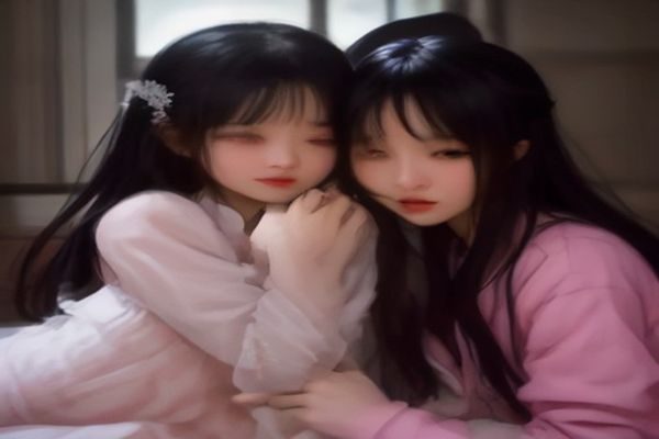 年轻新婚女性坐在明亮客厅窗边若有所思，手捧咖啡杯，阳光透过窗帘洒落，象征第一次的人妻初入婚姻的迷茫与期待